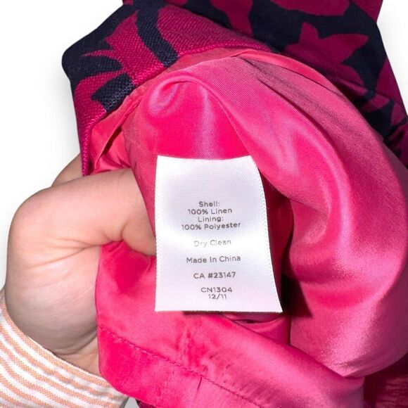 NWT Talbots 100% Linen Pink & Navy Cap Sleeve Dress Sz 8 - Picture 8 of 10